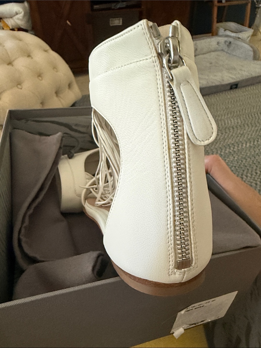 RARE Alexander McQueen White Fringe Ankle-Strap Sandals SZ 38.5 - Picture 9 of 9